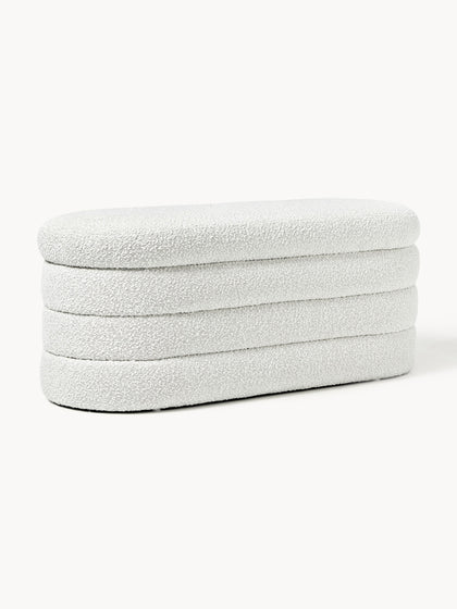 Westwing Banco tapizado en tejido bouclé con espacio de almacenaje Alto