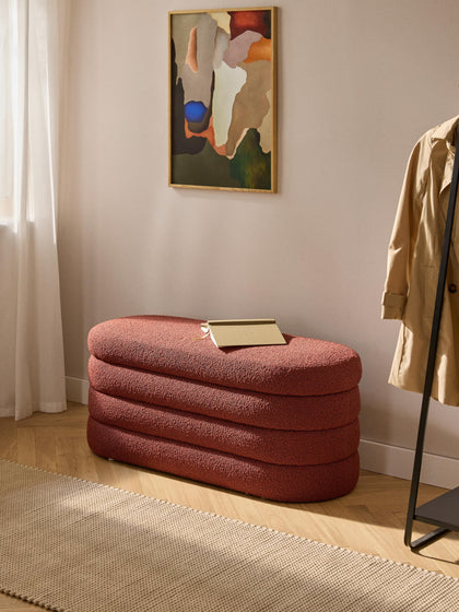 Westwing Banco Tapizado En Tejido Bouclé Con Espacio De Almacenaje Alto