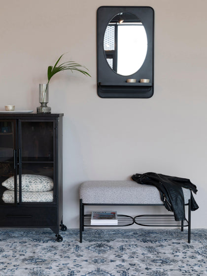 Westwing Banco Tapizado En Tejido Bouclé Con Estante Milou