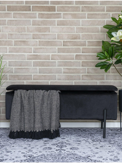 Westwing Banco Tapizado En Terciopelo Con Espacio De Almacenamiento Woldorf