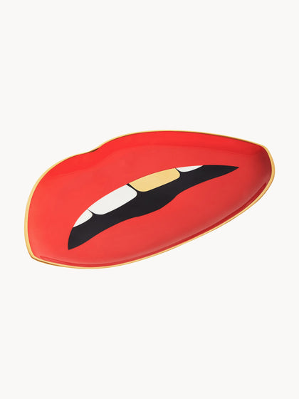Westwing Bandeja Decorativa De Porcelana Con Oro Lips