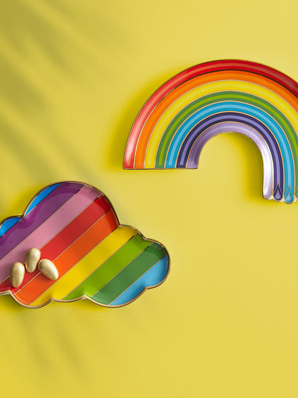 Westwing Bandeja Decorativa De Porcelana Con Oro Rainbow
