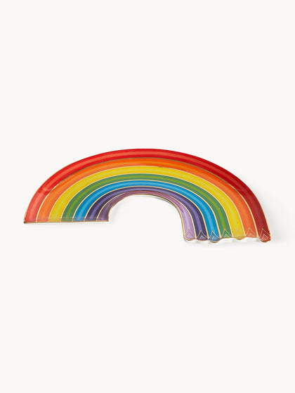 Westwing Bandeja decorativa de porcelana con oro Rainbow