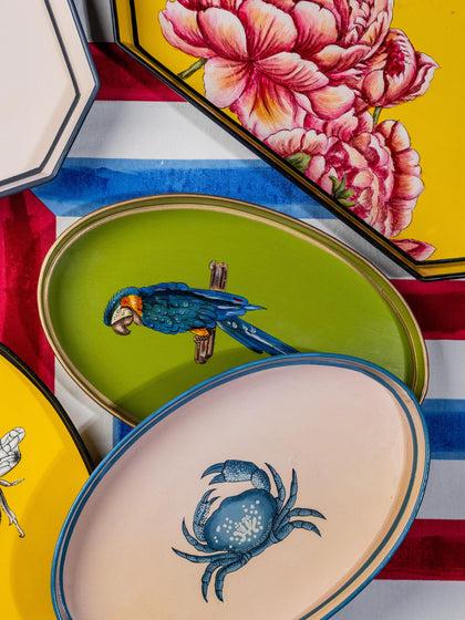 Westwing Bandeja Decorativa Pintada A Mano Con Motivo De Cangrejo Fauna