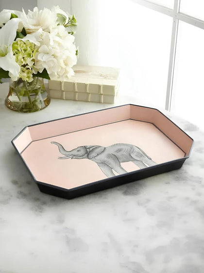 Westwing Bandeja Decorativa Pintada A Mano Con Motivo De Elefante Fauna