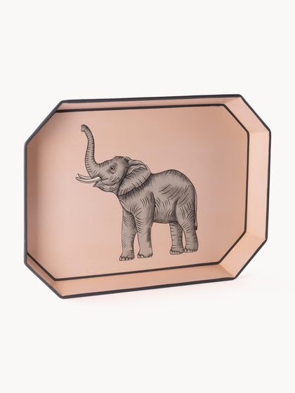 Westwing Bandeja Decorativa Pintada A Mano Con Motivo De Elefante Fauna