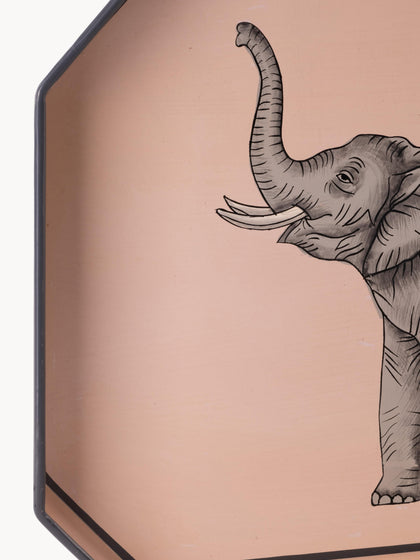 Westwing Bandeja Decorativa Pintada A Mano Con Motivo De Elefante Fauna