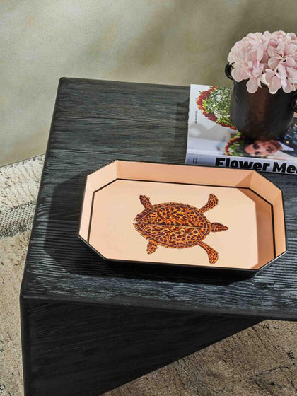 Westwing Bandeja Decorativa Pintada A Mano Con Motivo De Tortuga Fauna