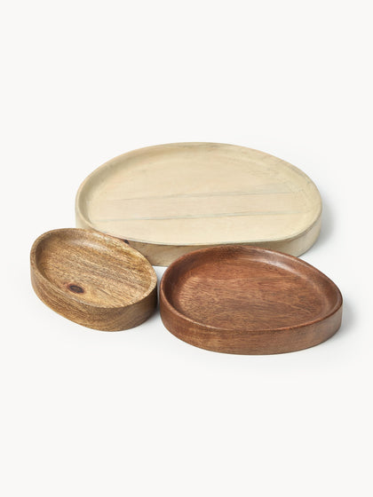 Westwing Bandejas decorativas de madera de mango Oda 3 uds