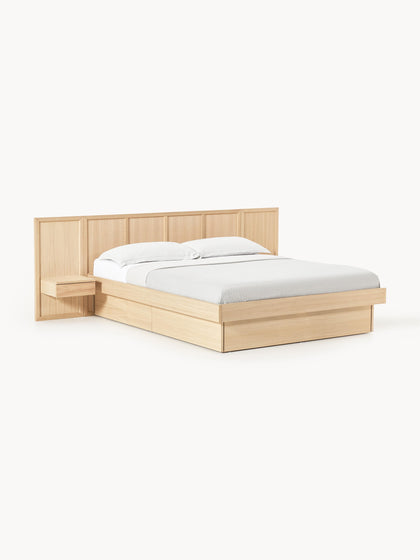Westwing Cama con mesitas de noche y cabecero de madera Nanto