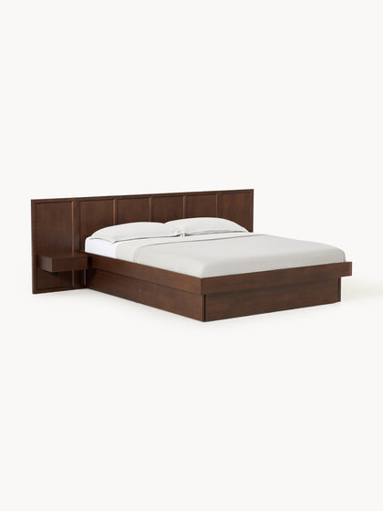 Westwing Cama con mesitas de noche y cabecero de madera Nanto