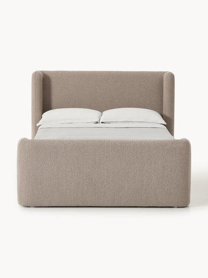 Westwing Cama Continental En Tejido Bouclé Con Espacio De Almacenamiento Perla