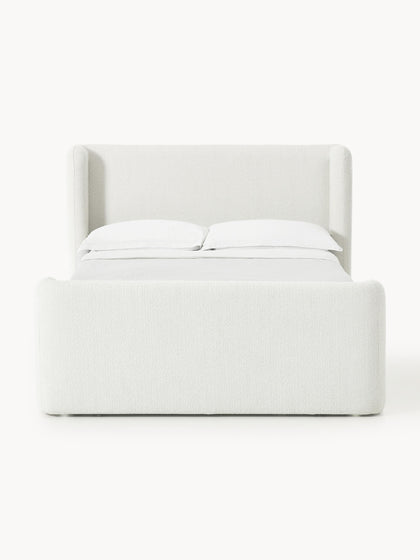 Westwing Cama Continental En Tejido Bouclé Con Espacio De Almacenamiento Perla