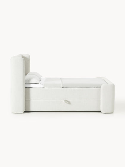 Westwing Cama Continental En Tejido Bouclé Con Espacio De Almacenamiento Perla