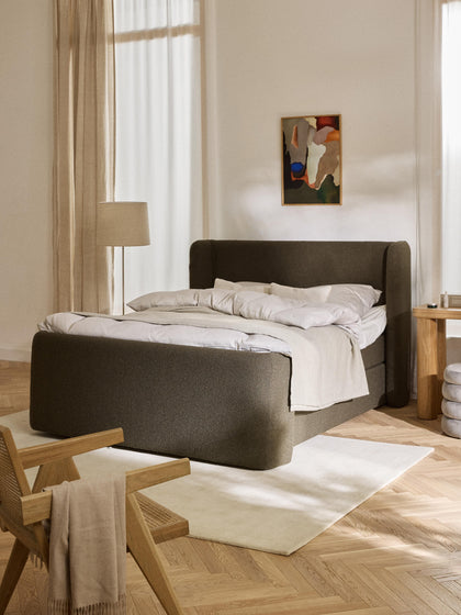 Westwing Cama Continental En Tejido Bouclé Con Espacio De Almacenamiento Perla