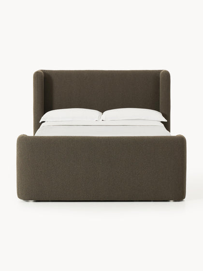 Westwing Cama Continental En Tejido Bouclé Con Espacio De Almacenamiento Perla