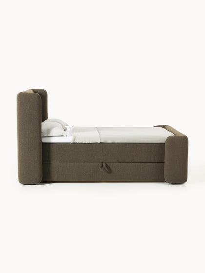 Westwing Cama Continental En Tejido Bouclé Con Espacio De Almacenamiento Perla