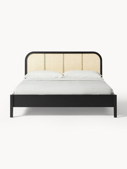 Westwing Cama De Madera Con Cabecero En Tejido Vienés Jones