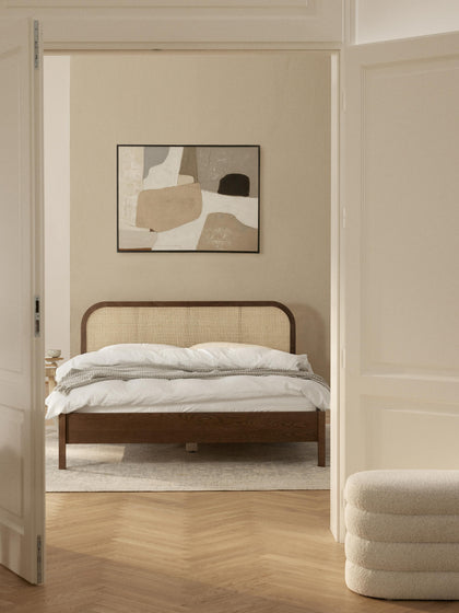 Westwing Cama De Madera Con Cabecero En Tejido Vienés Jones