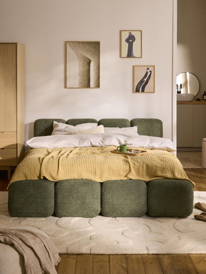 Westwing Cama Tapizada De Boreguillo Bouclé Con Espacio De Almacenamiento Tayla