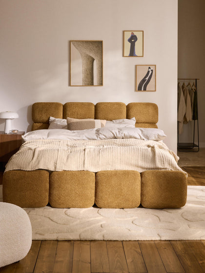 Westwing Cama Tapizada De Boreguillo Bouclé Con Espacio De Almacenamiento Tayla