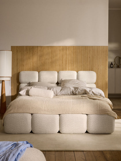 Westwing Cama Tapizada De Boreguillo Bouclé Con Espacio De Almacenamiento Tayla