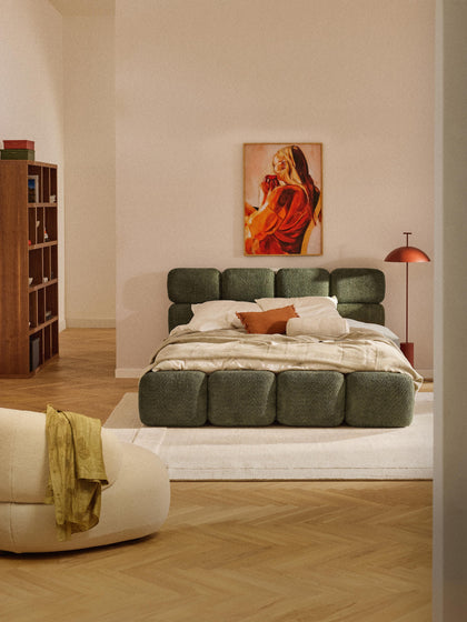 Westwing Cama Tapizada De Boreguillo Bouclé Con Espacio De Almacenamiento Tayla