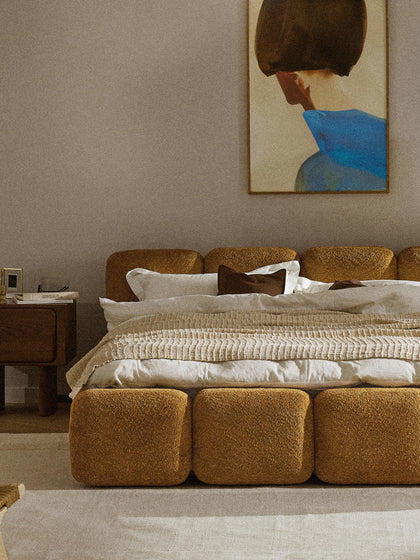 Westwing Cama Tapizada De Boreguillo Bouclé Con Espacio De Almacenamiento Tayla