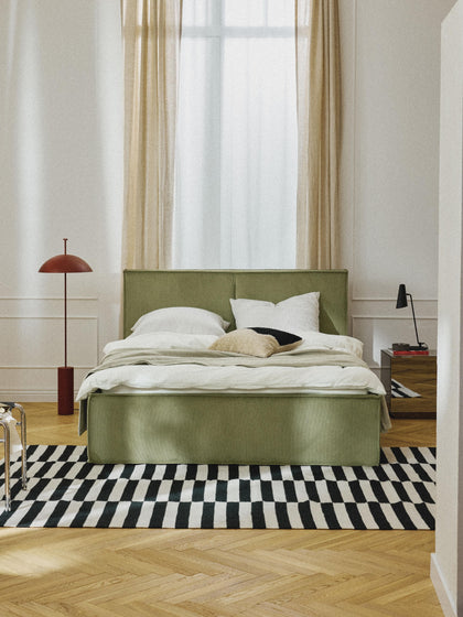 Westwing Cama Tapizada De Pana Con Espacio De Almacenaje Dream