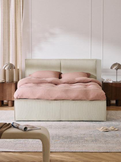 Westwing Cama Tapizada De Pana Con Espacio De Almacenaje Dream