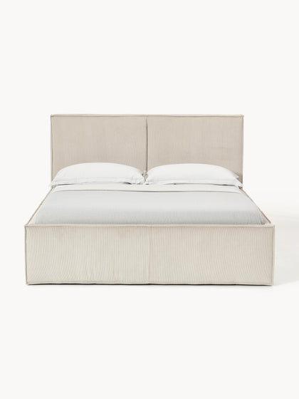 Westwing Cama Tapizada De Pana Con Espacio De Almacenaje Dream