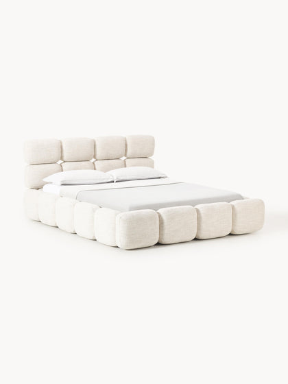 Westwing Cama tapizada en tejido bouclé con espacio de almacenamiento Tayla