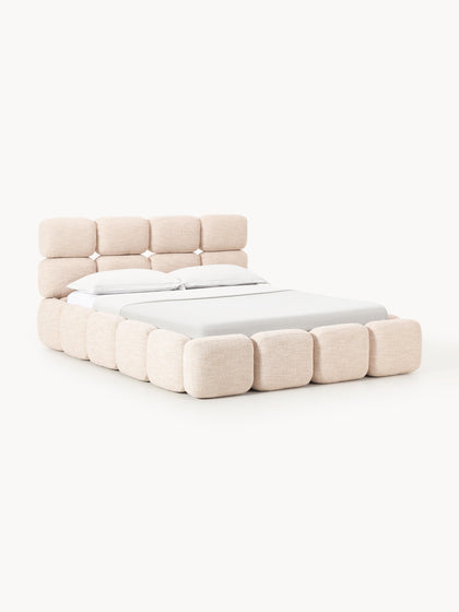 Westwing Cama tapizada en tejido bouclé con espacio de almacenamiento Tayla