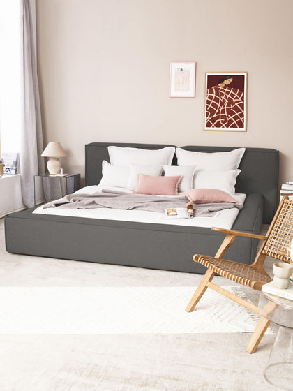 Westwing Cama Tapizada Lennon Con Espacio De Almacenamiento