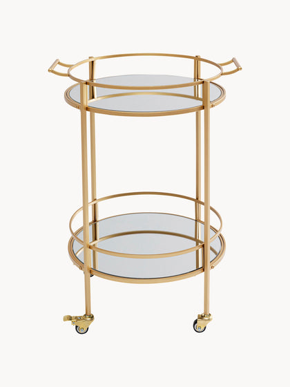 Westwing Camarera redonda Emilia estantes de vidrio espejado