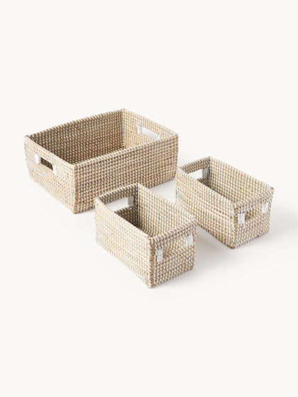 Westwing Cestas de almacenamiento de junco marino Aleya 3 uds