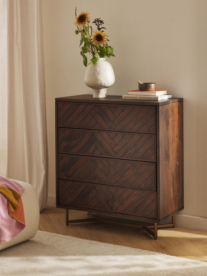 Westwing Cómoda De Madera De Mango Con Diseño Espiga Luca