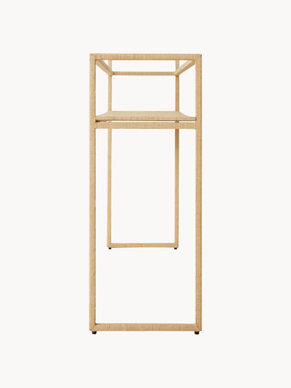 Westwing Consola Artesanal Raffia Tablero De Vidrio