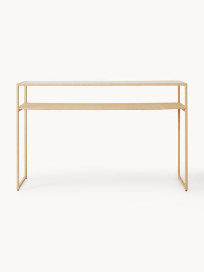 Westwing Consola artesanal Raffia tablero de vidrio