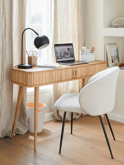 Westwing Consola De Madera Con Puertas Enrollables Y Frente Acanalado Barbier