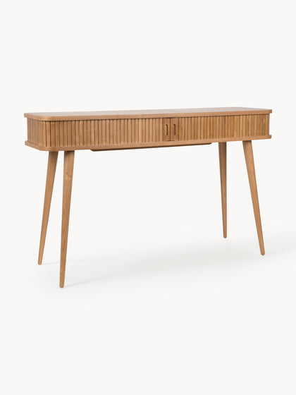 Westwing Consola de madera con puertas enrollables y frente acanalado Barbier
