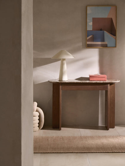 Westwing Consola De Madera Con Tablero De Mármol Y Cajón Zumi