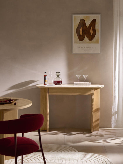 Westwing Consola De Madera Con Tablero De Travertino Y Cajón Zumi