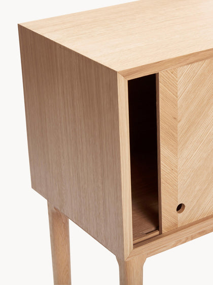 Westwing Consola De Madera De Roble Con Diseño En Espiga Herringbone