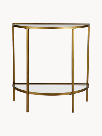 Westwing Consola De Recibidor Semicircular De Vidrio Con Acabado Envejecido Goddess