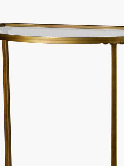 Westwing Consola De Recibidor Semicircular De Vidrio Con Acabado Envejecido Goddess