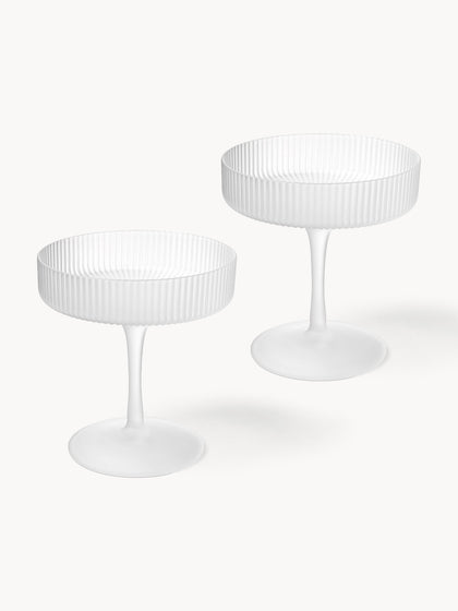 Westwing Copas De Champán Sopladas Con Relieves Ripple