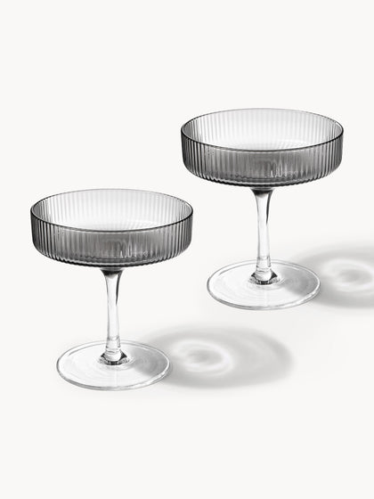 Westwing Copas De Champán Sopladas Con Relieves Ripple