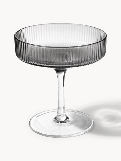Westwing Copas de champán sopladas con relieves Ripple