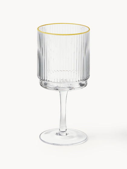 Westwing Copas De Vino Artesanales Con Relieve Y Borde Dorado Minna 4 uds